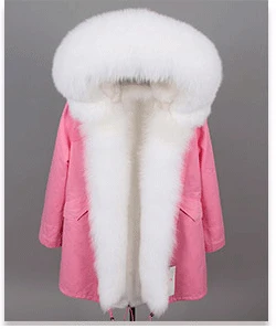 12 OFTBUY пальто с натуральным мехом, зимняя куртка, Женское пальто, воротник из лисьего меха, подкладка из искусственного меха, длинная парка, уличная одежда, модная верхняя одежда - Цвет: 12
