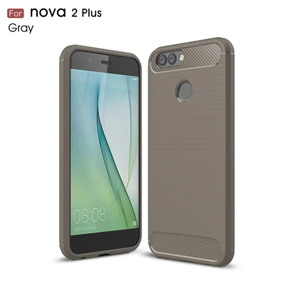 Мягкий чехол для huawei Nova 2 2 Plus, силиконовый мягкий ТПУ матовый чехол из углеродного волокна для Nova 2 Plus Nova Plus, чехол - Цвет: Gray