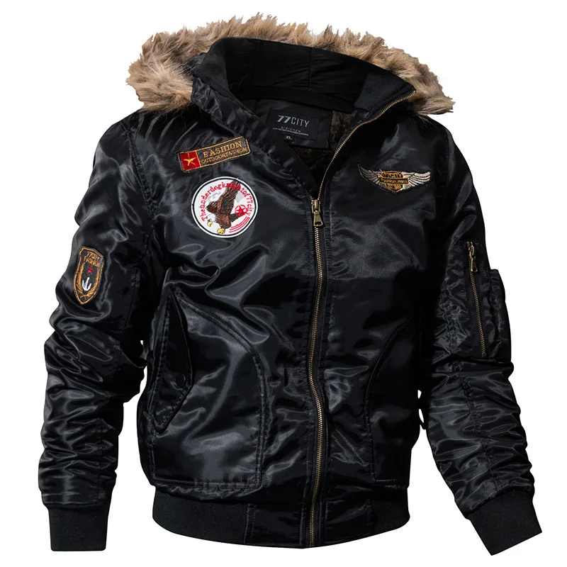 Black Refire gear зимняя военная куртка-бомбер мужская армейская тактическая куртка ВВС теплая подкладка из шерсти верхняя одежда парки с капюшоном пальто пилота - Цвет: Black