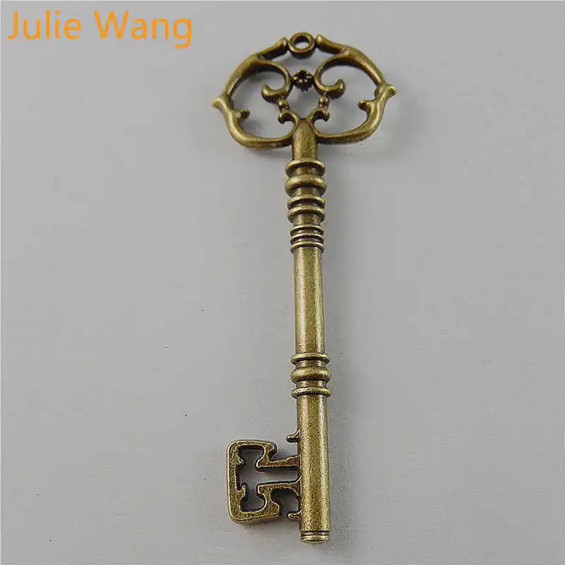 Julie Wang 2 шт. 82*30*5 мм сплав античная бронза креативные брелоки в форме ключа