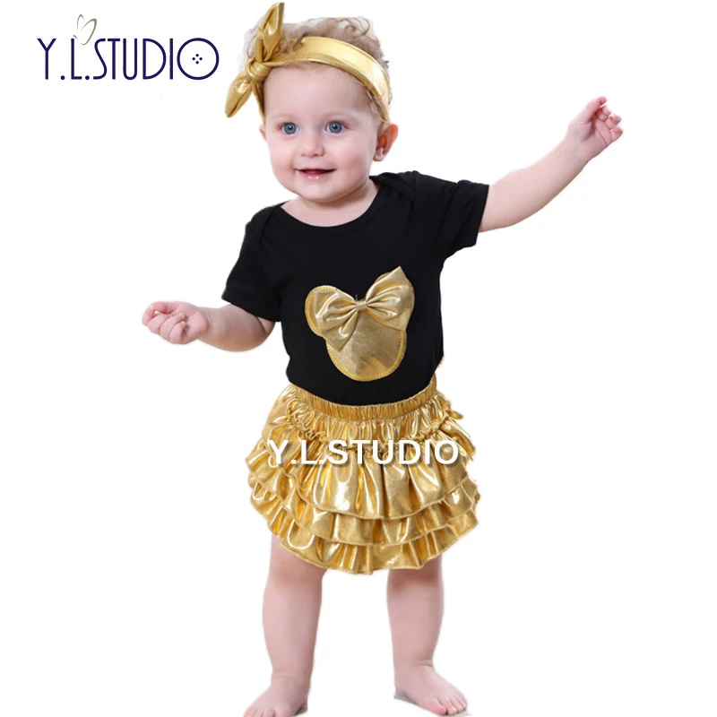 Roupa infantil menina/Одежда для маленьких девочек Новинка года, комплект из 3 предметов с головным убором и золотым бантом платье-пачка, костюм Одежда для новорожденных девочек 0-3 лет