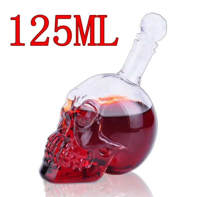 S 125ML 4 размера хрустальный череп фляжка винный графин пивной/бренди стеклянная бутылка для хранения Carafe чашка термос бар Домашний спирт стеклянный сосуд - Цвет: S 125ML