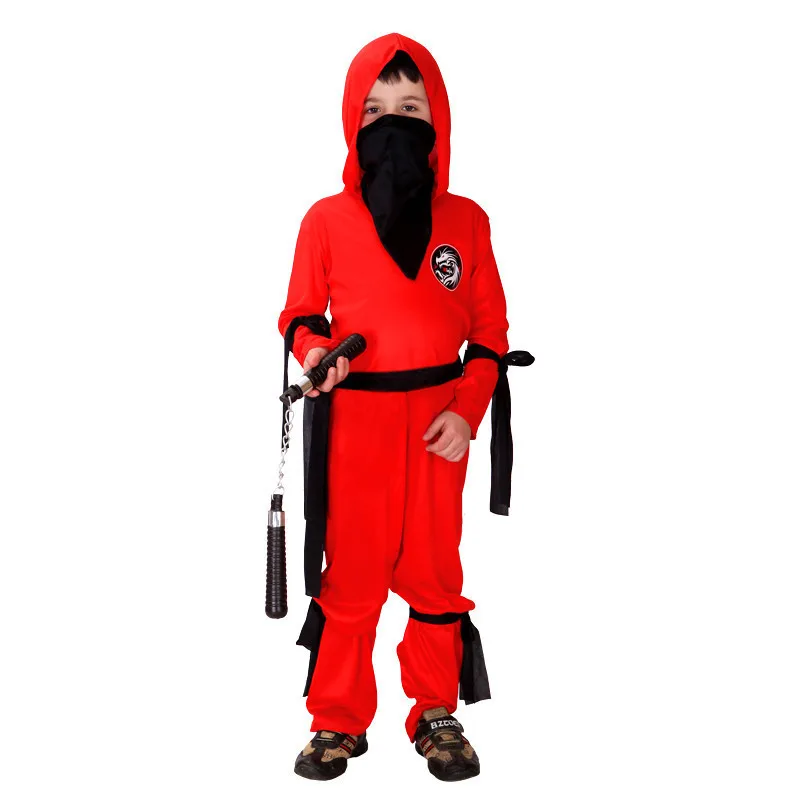 Red Ninja Новые красные костюмы Наруто для мальчиков, детские костюмы ниндзя, косплей, детская одежда, японский войн, ролевые игры, Хэллоуин, карнавал, Пурим, платье - Цвет: Red Ninja