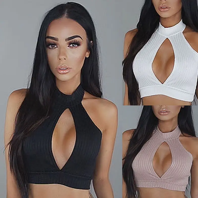 

Hot Sales New Women Ladies Sexy Bustier Vest Crop Top Tanks Solid Hollow Out Short Vest Tanks Tops