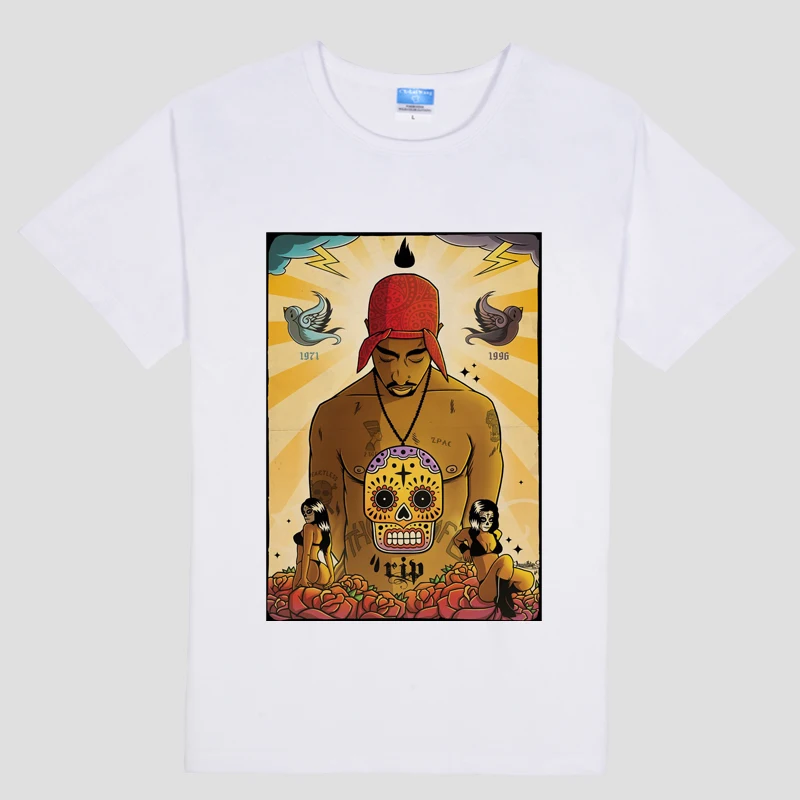 Американский рэппер 2pac Музыкальная тема мужская с коротким рукавом Футболки