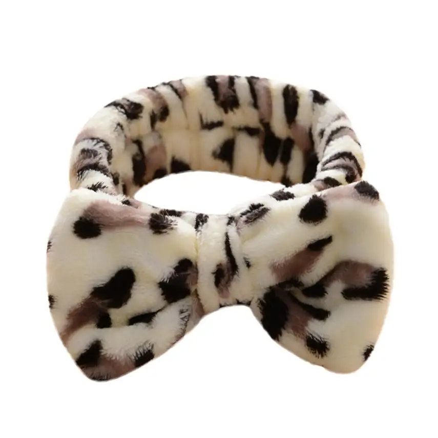 Повязка для волос с бантом женская милая мягкая лента аксессуар на голову ванны