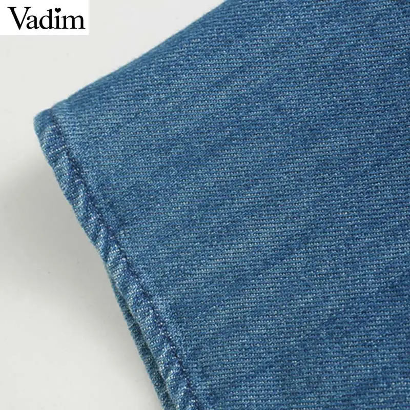 Vadim женское винтажное джинсовое мини платье на молнии сзади с бантом вырезами