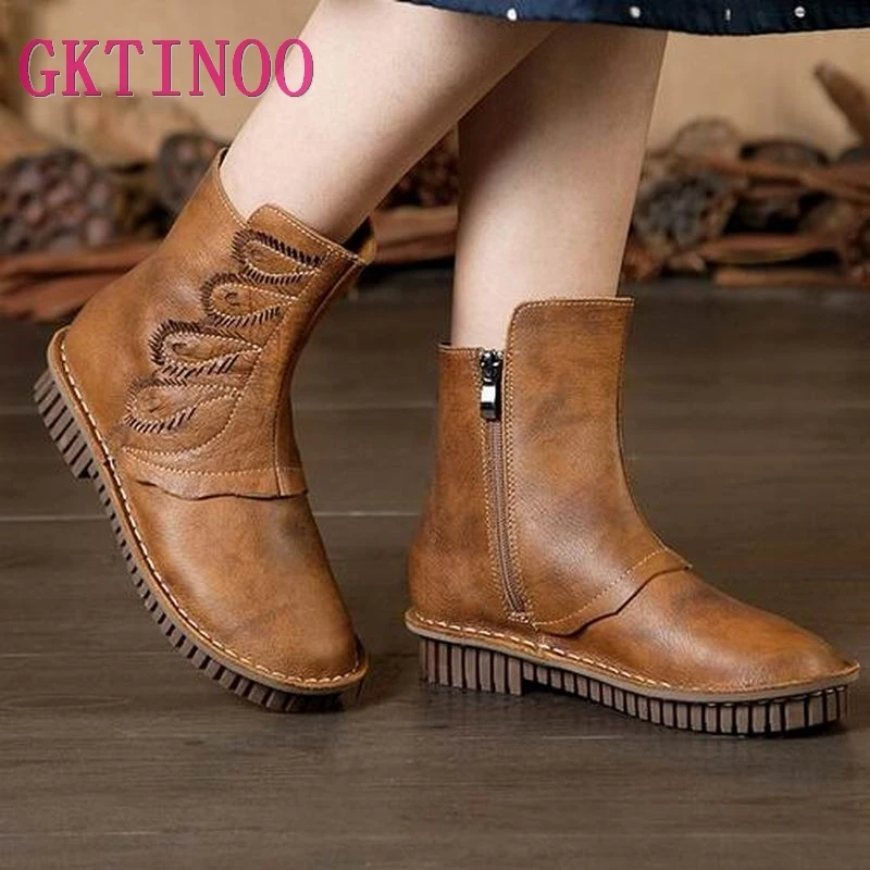 Женская обувь высокого качества Chaussure женские ботинки из натуральной кожи