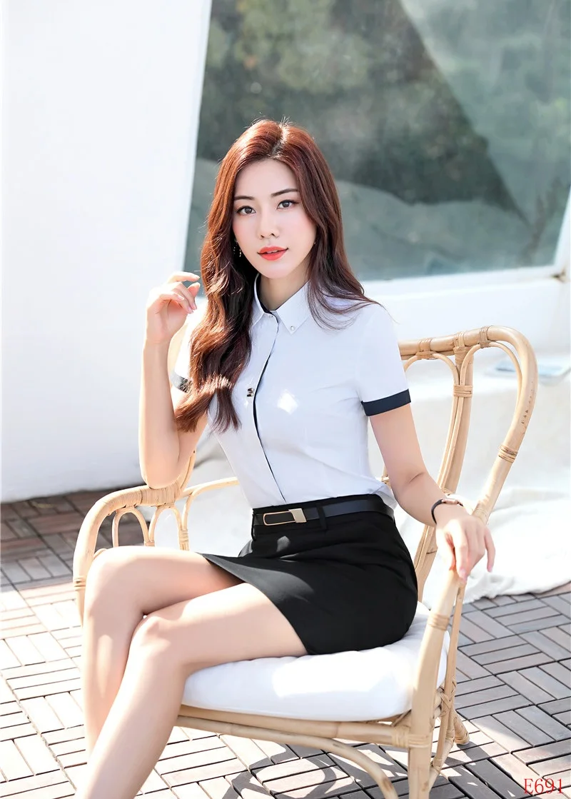 Формальные женские белые рубашки Женские рабочие костюмы 2 предмета юбка и топ