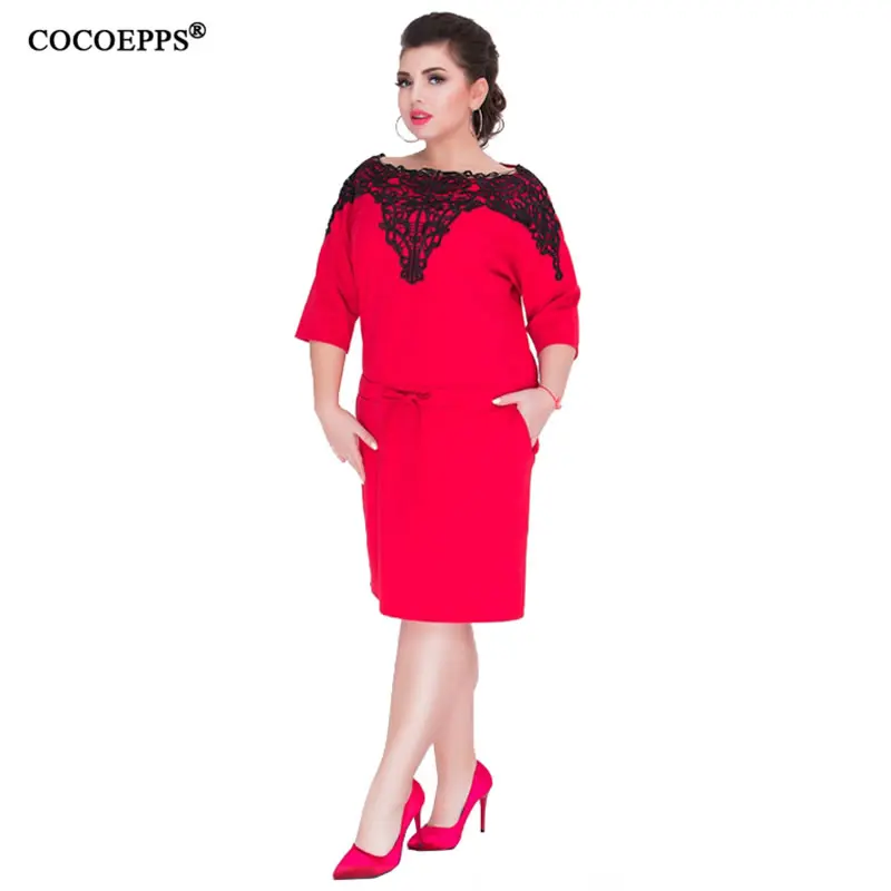 COCOEPPS 2019 Новое Кружевное осенне зимнее женское платье размера плюс 5XL 6XL