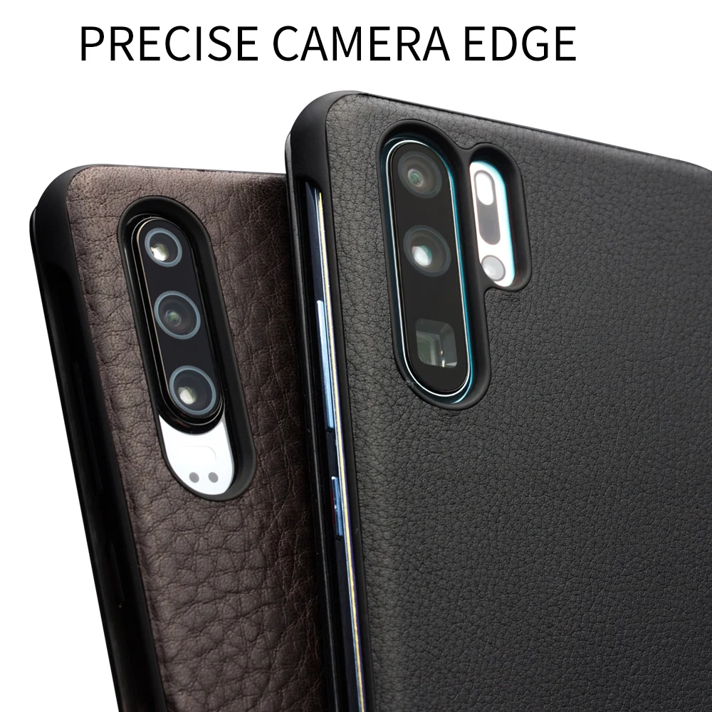 QIALINO Luxury Genuine Leather Phone Cover for Huawei P30 Pro with Smart View Flip Ultra Slim Case P40 Pro+Plus | Мобильные телефоны