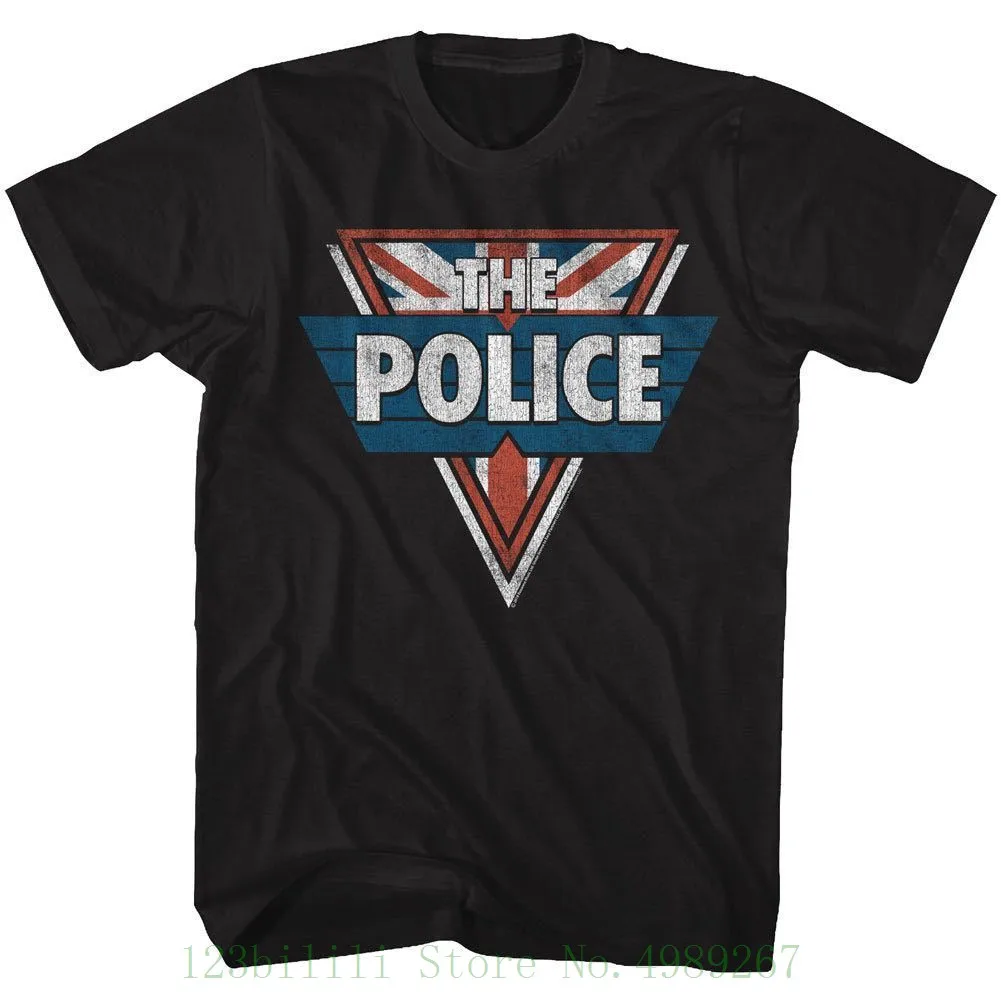 Футболка с надписью The Police Sting Размеры Sm 5xl щит 100% черный хлопок музыкальная группа
