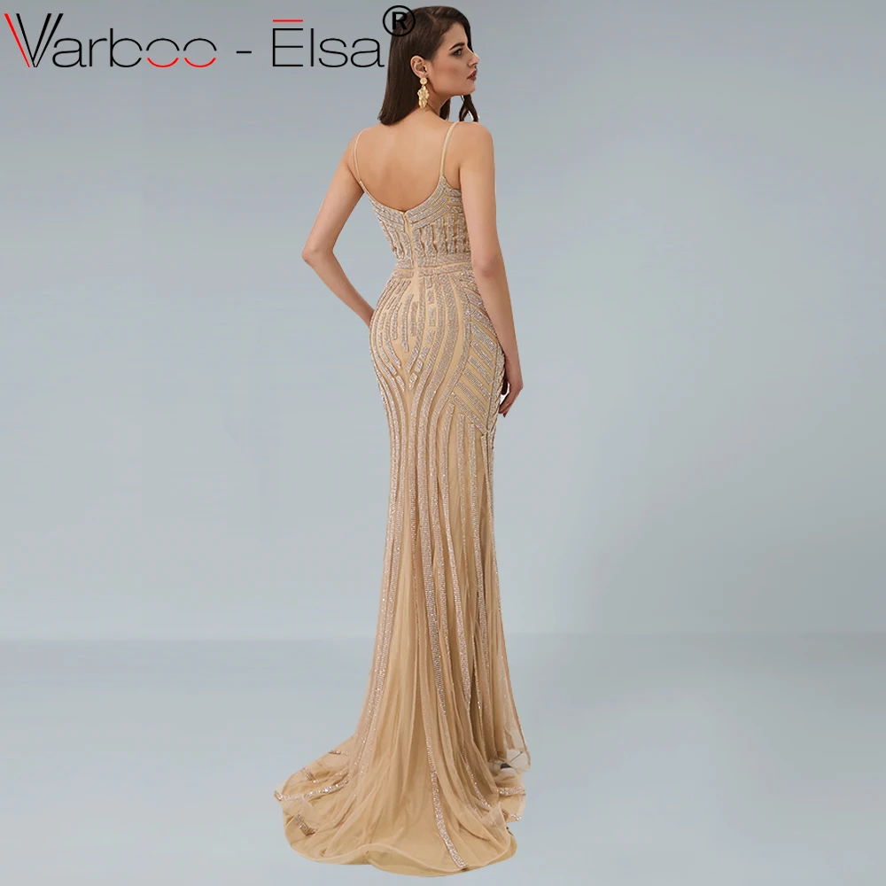 VARBOO_ELSA роскошные золотые длинные платья для выпускного вечера элегантные тонкие