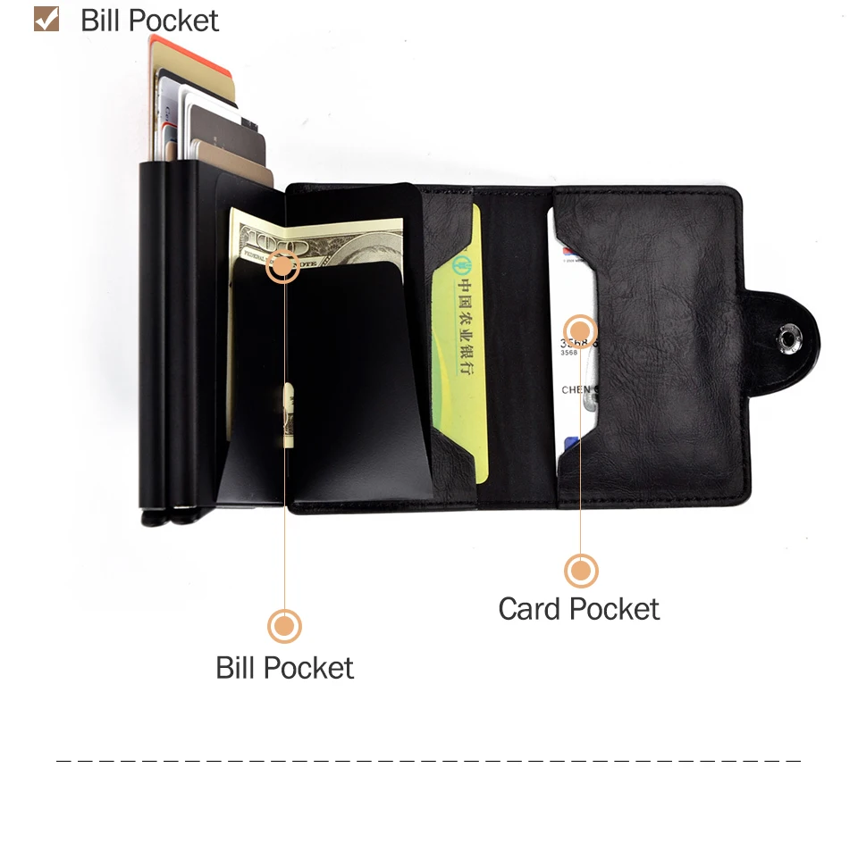 Анти Rfid ID держатель для карт для мужчин бизнес кредитный держатель для карт унисекс мужской кошелек из искусственной кожи визитница двойная алюминиевая коробка