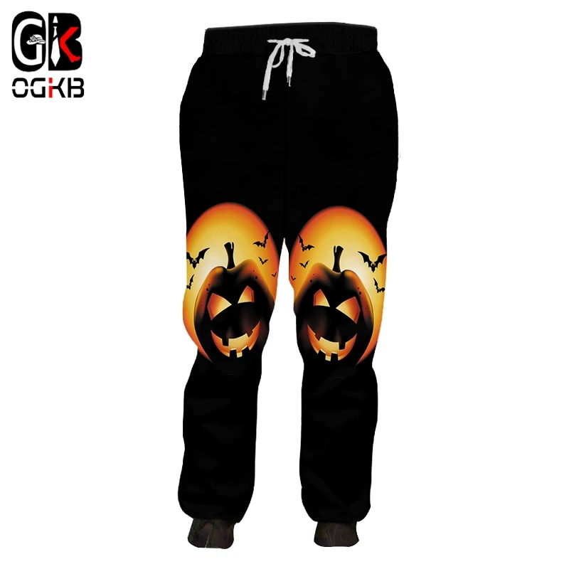 OGKB женские штаны для отдыха большого размера 3D принт Хэллоуин тыква новые брюки
