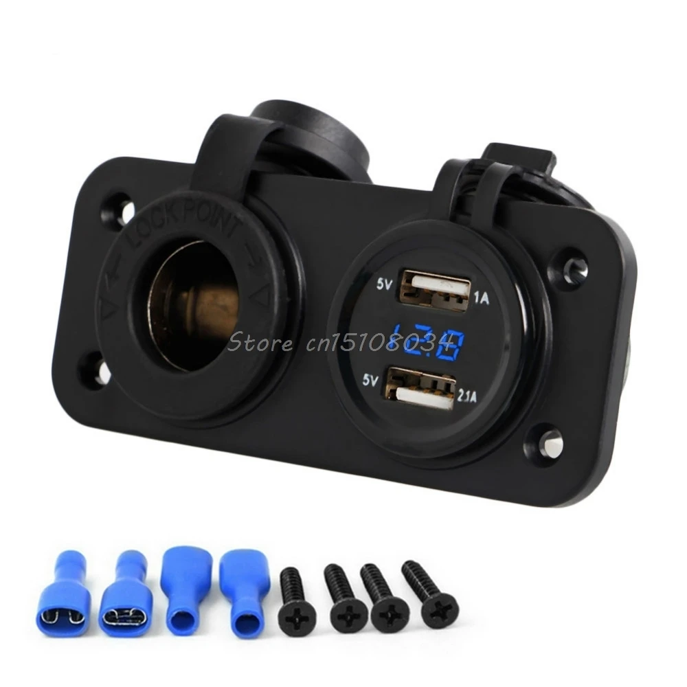 Зарядное устройство для автомобиля и мотоцикла с двумя USB разъемами 24 В 12