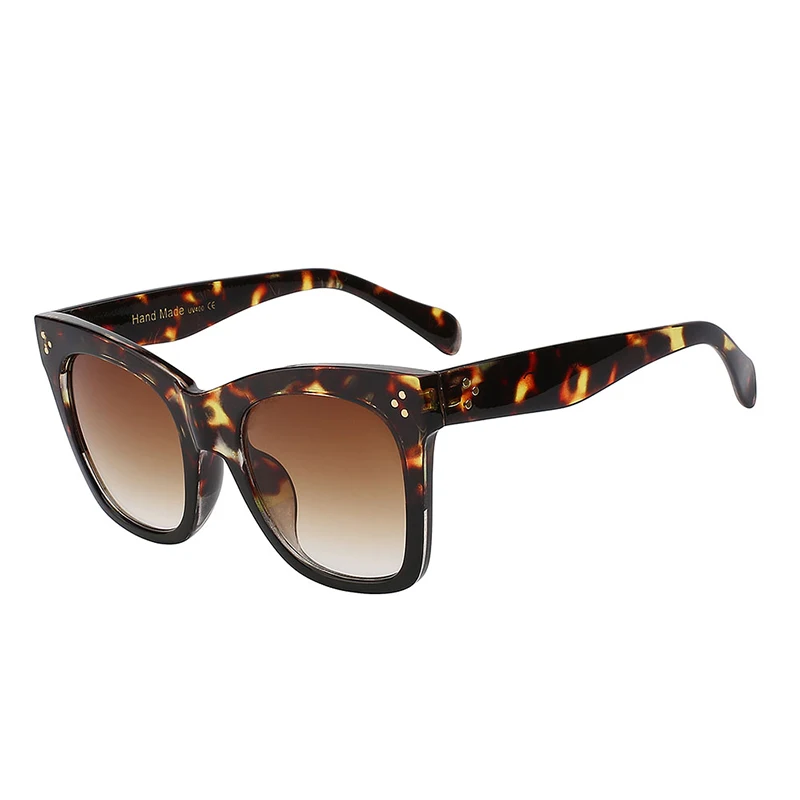 Brown leopard fashion square солнцезащитные очки женщины cat eye люксовый бренд большие черные солнцезащитные очки зеркало оттенки óculos lunette femme - Цвет линз: Brown leopard
