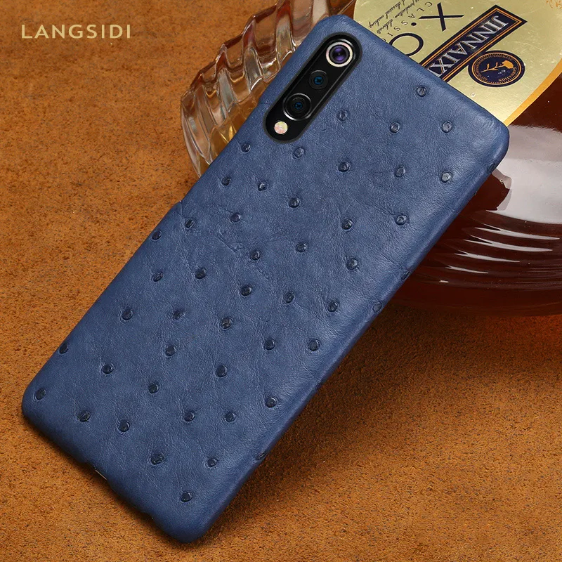 

Natural Ostrich Leather Phone Case For Xiaomi Mi 9 8 Lite Explore Pocophone F1 Cases For Redmi Note 7 cover Luxury Armor