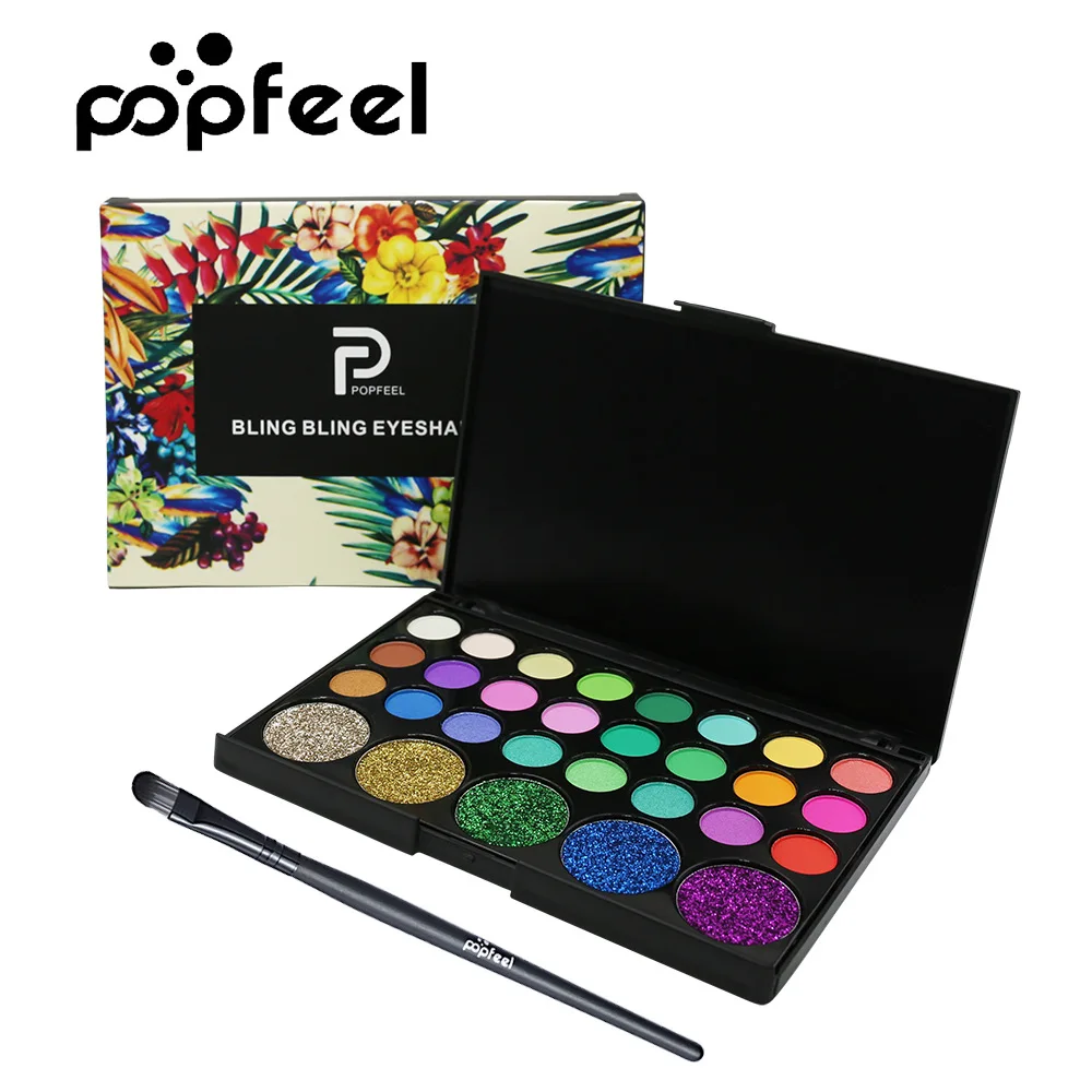 Popfeel, 29 цветов, блестящая палитра теней для век, матовые тени для век, палитра для макияжа, светящиеся тени для век, Мерцающая косметика, женский подарок