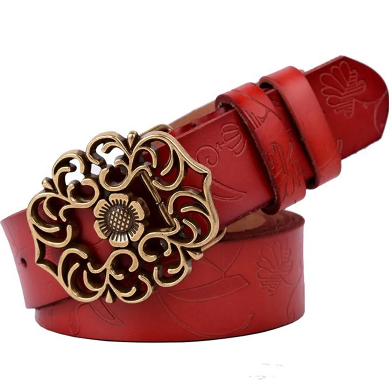 Ремень из натуральной воловьей кожи Женский модный элегантный винтажный пояс с