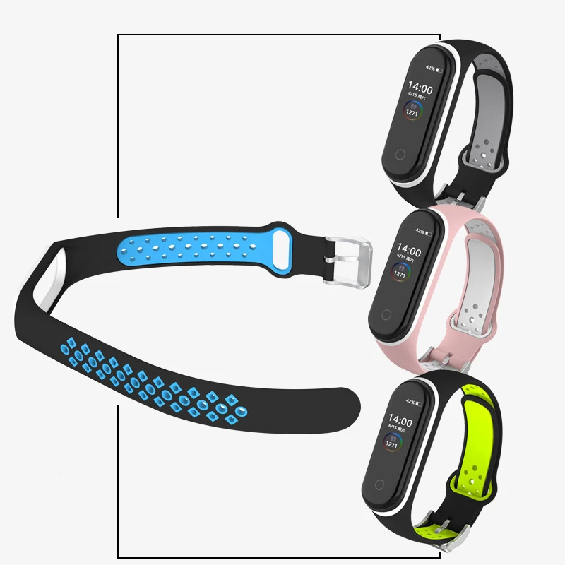 Для Xiaomi mi Band 4 3 ремешок умный аксессуар замена Двухцветный силиконовый браслет для mi Band 4 3 M3 M4 NFC ремешок на запястье
