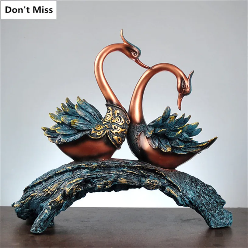 Миниатюрный Сад пара скульптура в виде Лебеди аксессуары для украшения дома