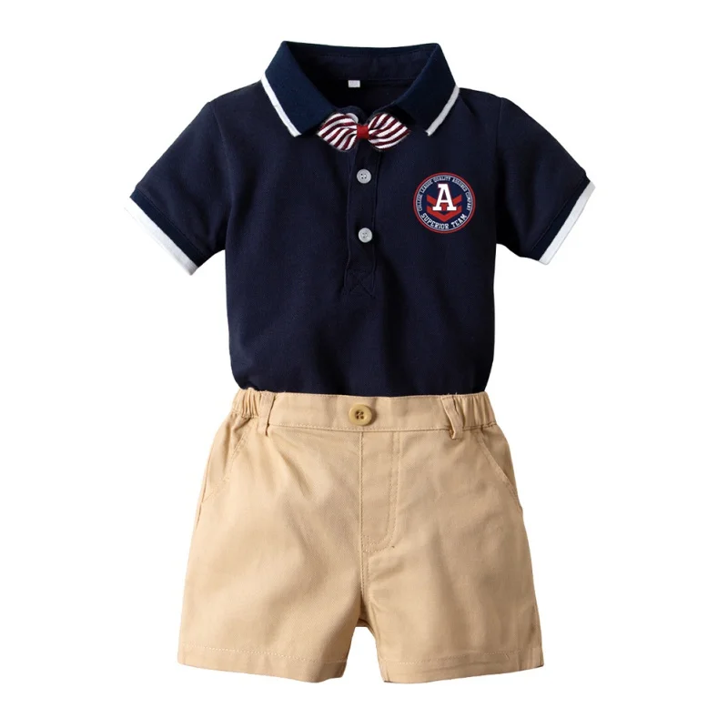 Летние хлопковые комплекты одежды для маленьких мальчиков комбинезон с коротким