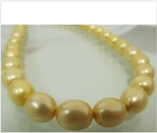 very Attractive south sea 9-10mm golden pearl necklace 17.5 inch 14K | Украшения и аксессуары