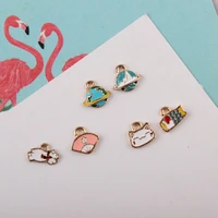 20pcs mini alloy squid luck cat fans fish enamel charms pendants for handmade jewelry making diy craft dangle charms accessories