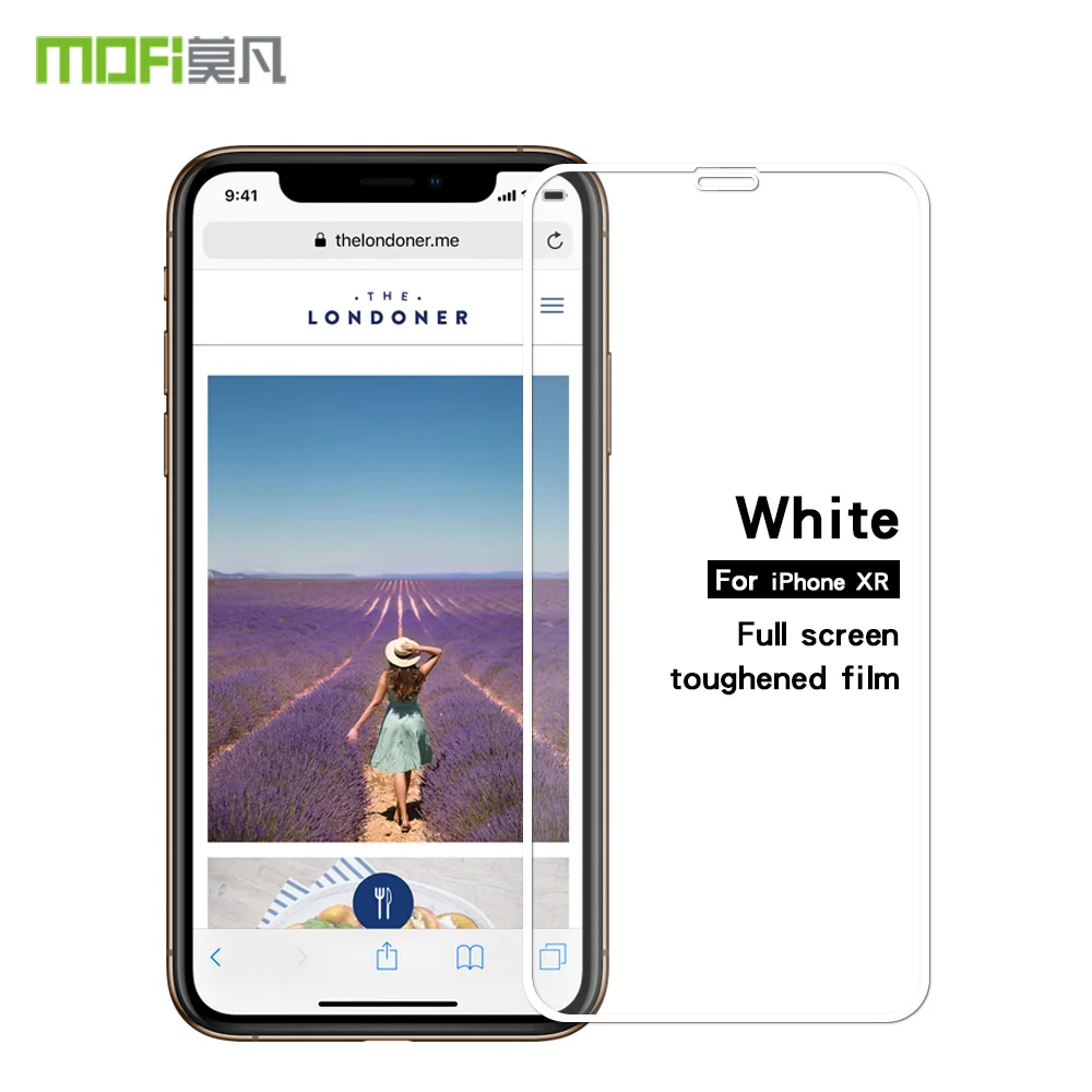 MOFi для iPhone XR стекло закаленное 3D полное покрытие Защитная пленка для экрана для iPhone XR стеклянная Защитная пленка для iPhone xr - Цвет: White