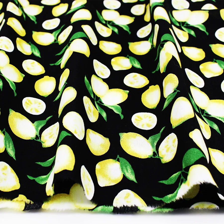 Лимонный напечатанный Хлопок Поплин Ткань Лоскутные материалы для шитья ткань