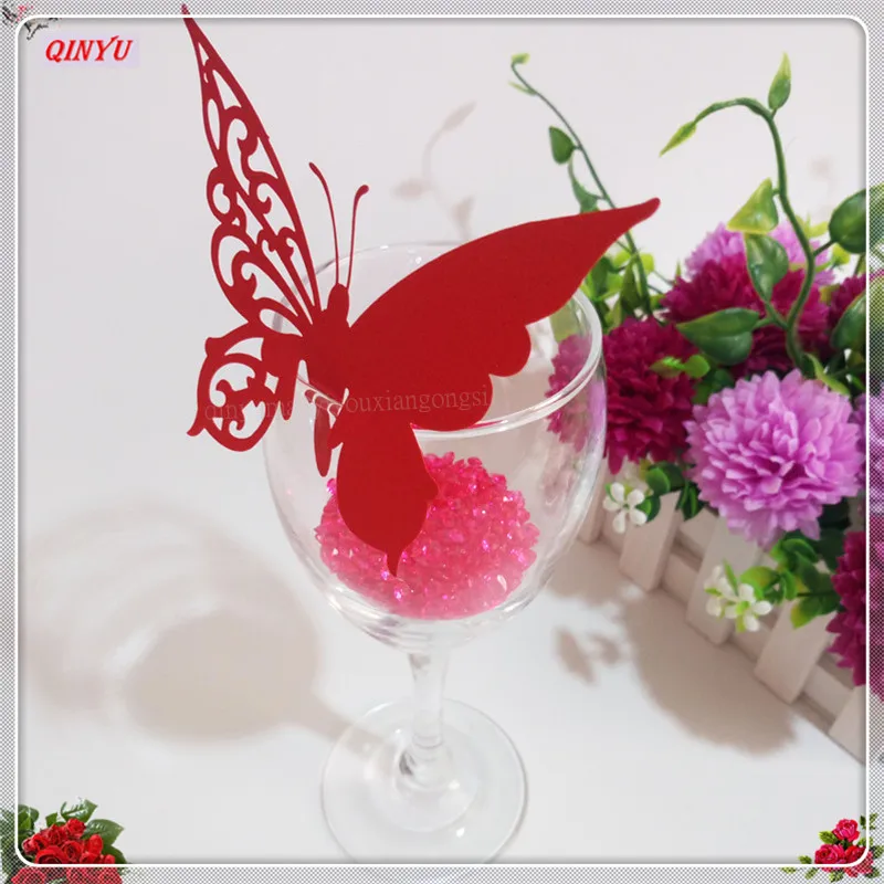 DIY Butterfly 100 pcs 21 color Place Escort Wine Glass Cup Paper Card for Wedding Party Home Decorations Name Cards 8z | Дом и сад