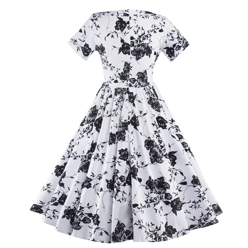 Женщины Летнее Платье 2016 Плюс Размер Цветочные Одеяние Одри Хепберн Ретро Качели