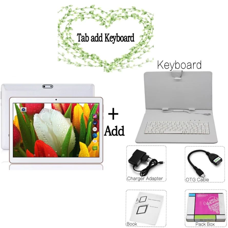 Add Keyboard Корабль из RU) Android 7,0 4 ядра 10 дюймовое металлическое планшетный ПК 3g Телефонный звонок Dual SIM карты ips стол из поликарбоната, FM, Bluetooth, Планшеты ПК - Комплект: Add Keyboard