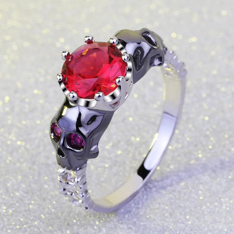 Женское кольцо скелет с черным кристаллом|skeleton ring|fashion rings for womenrings women |