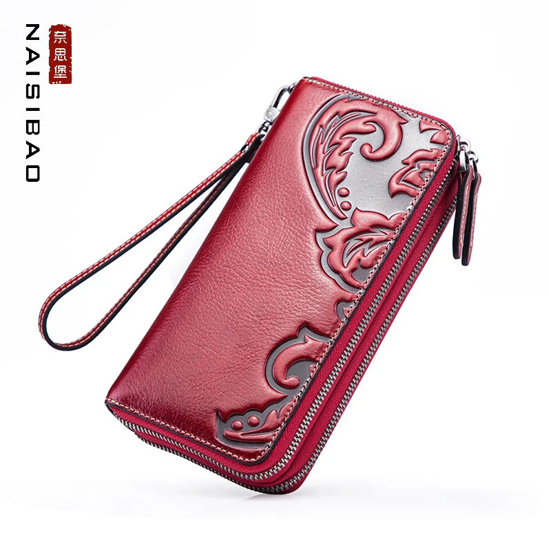 Высокое качество китайский стиль натуральная кожа винтажный женский кошелек на