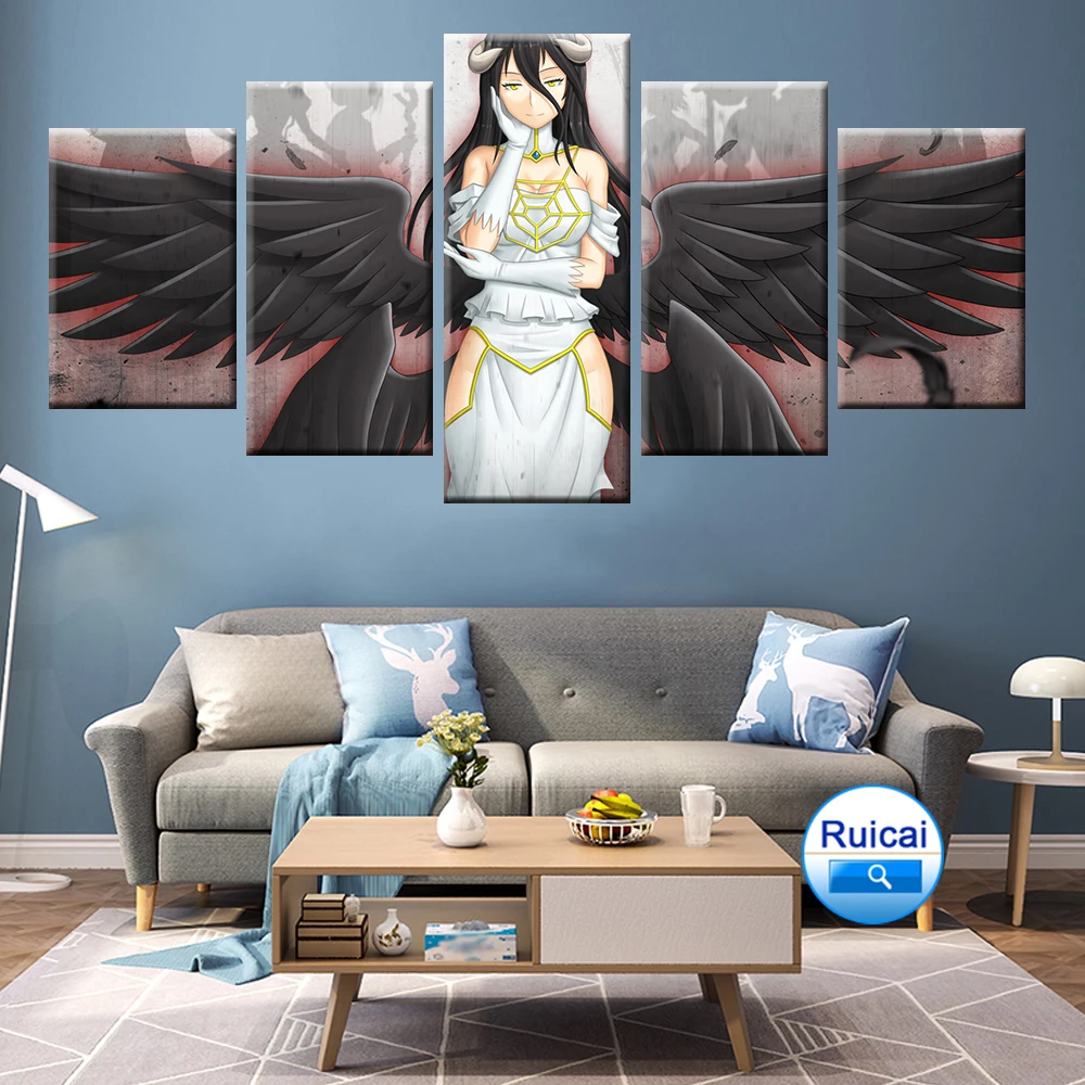 Home Decor Girl Room Mural Wall Art Anime Undead King Poster 5 Panel HD Print Modular | Дом и сад