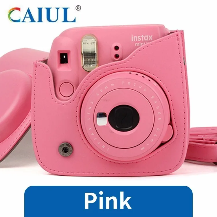 Pink Fujifilm Instax mini чехол для камеры pu кожаный чехол с плечевым ремнем для Instax Mini 9 Mini 8 Mini 8+ мгновенная камера - Цвет: Pink
