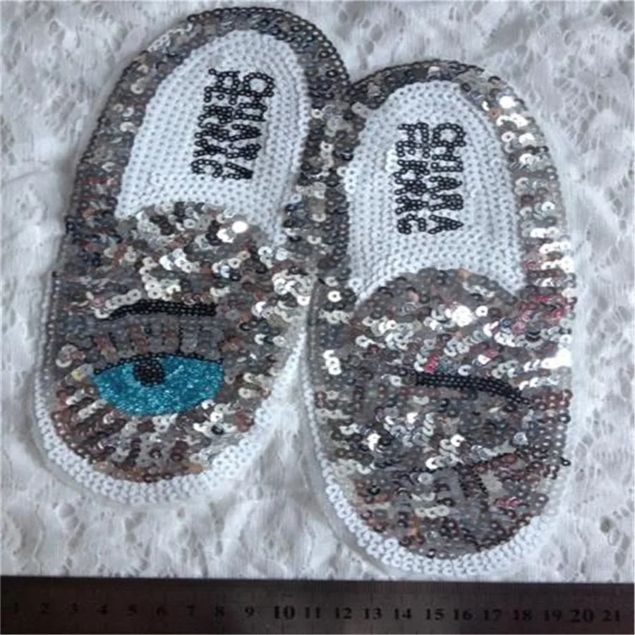 1 шт. модные дизайнерские туфли 22 см с вышитым логотипом в виде глаз нашивки