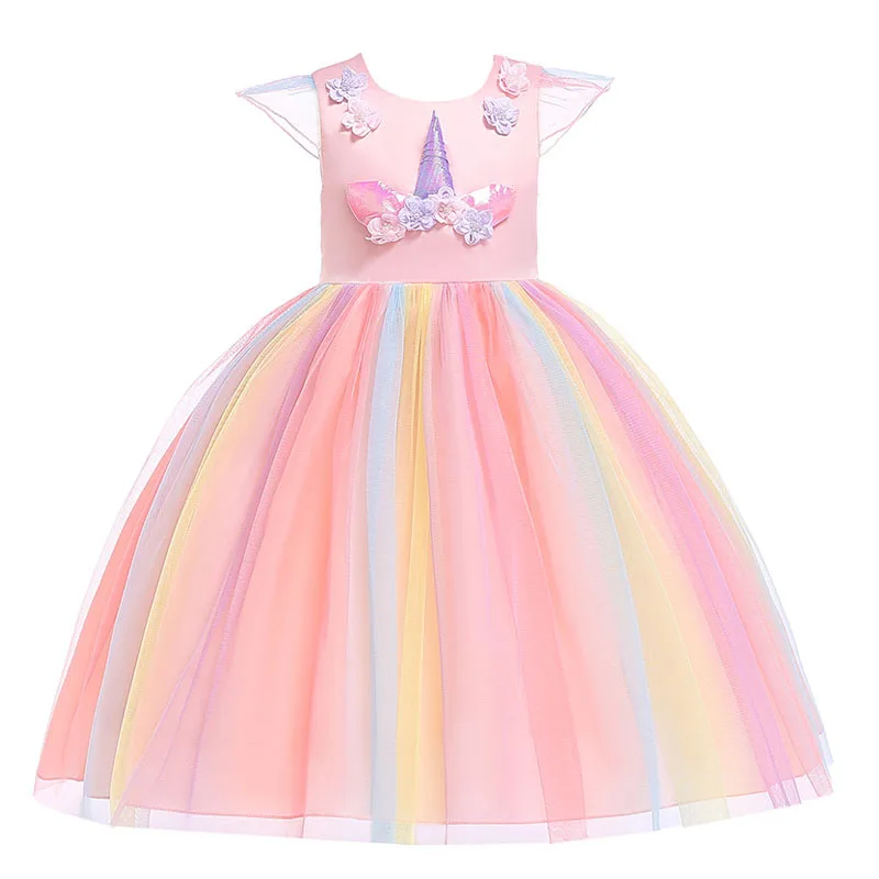 Girls dresses Unicorn Princess Dress Costumes Cosplay Show Cartoon dress Act Cloth kids Party clothing Tutu Fairy Tale Tangled | Детская