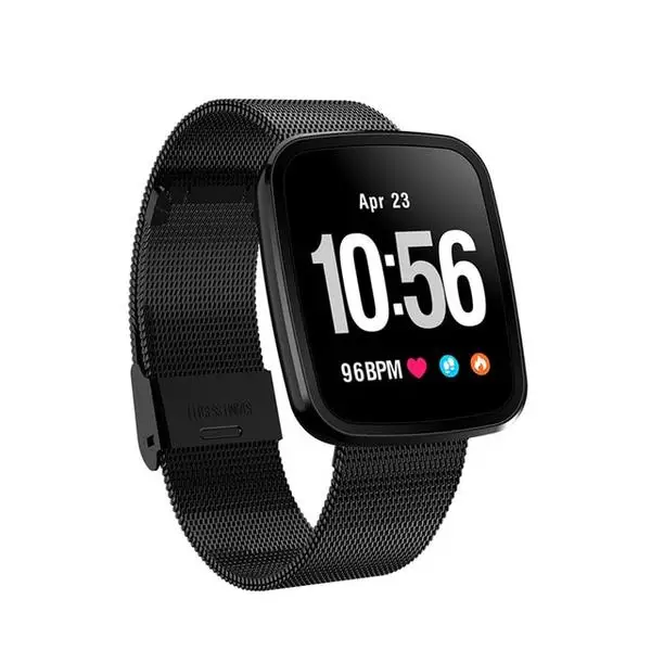 black steel GOLDENSPIKE V6 Смарт часы IP68 Водонепроницаемый Bluetooth SmartWatch монитор сердечного ритма Удаленная камера для iPhone Android телефон - Цвет: black steel