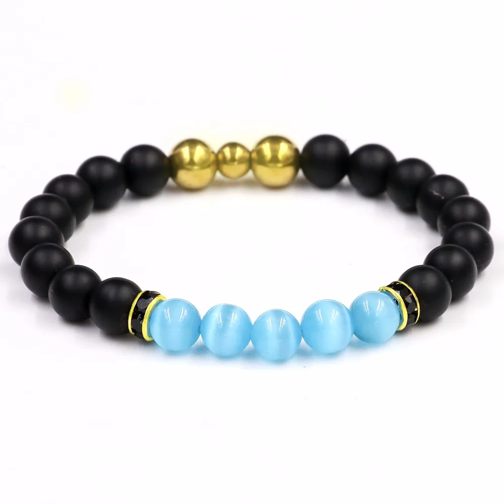 2017 ювелирные изделия ручной работы синий опал с матовым черным камнем бусины