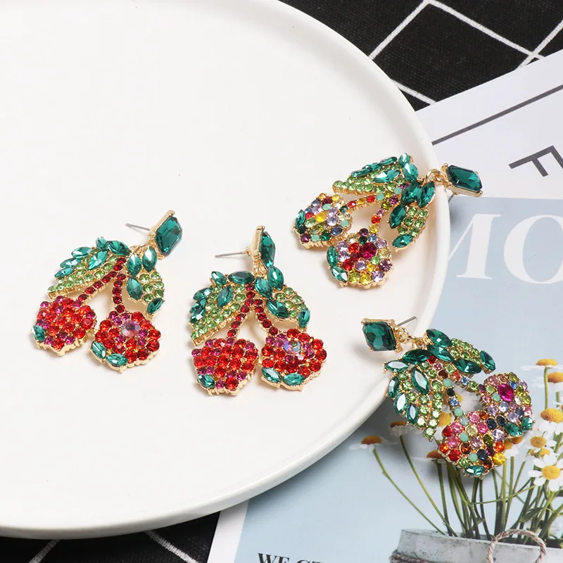 Модные Винтажные вишневые хрустальные Женские Висячие серьги для женщин