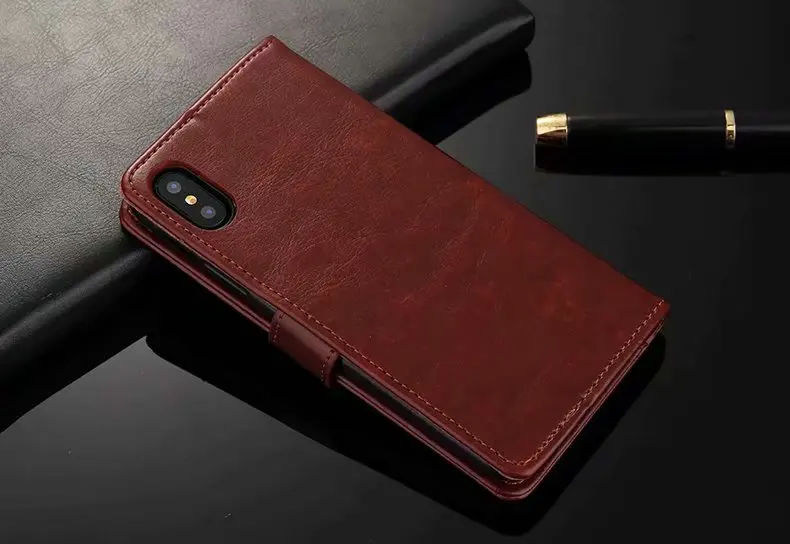 Люксовый кожаный чехол на магнитной застежке с Отделом портмоне для iPhone XS