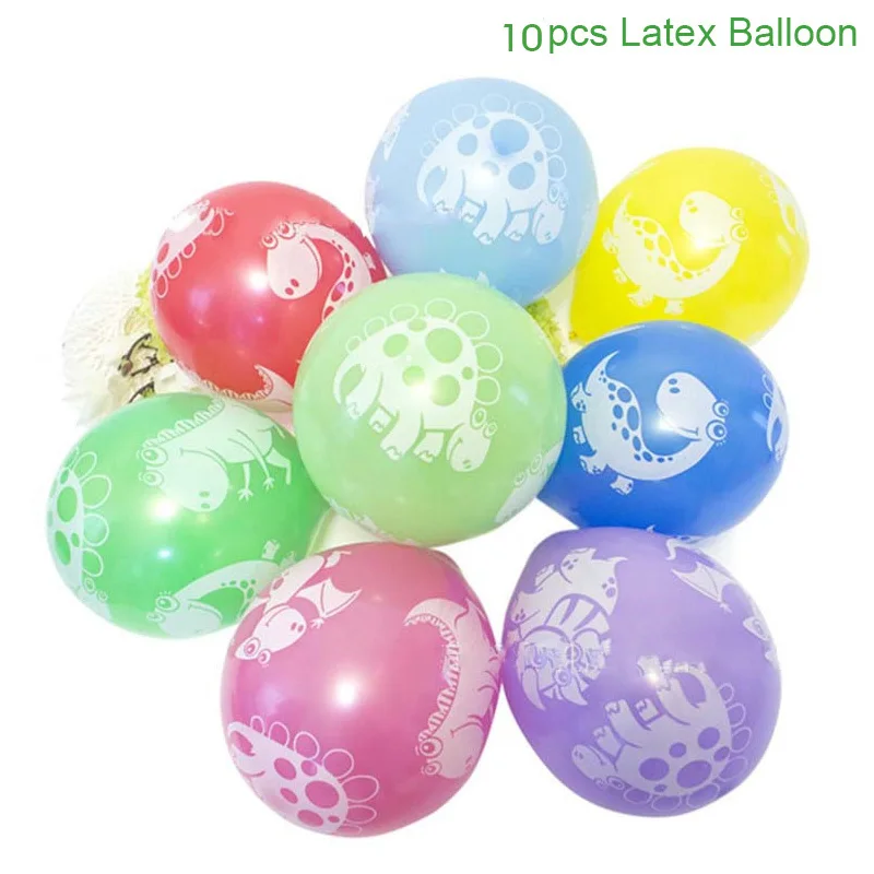 10pcs Latex Balloon Мультфильм зеленый мотив динозавра висящий баннер одноразовые, для капкейков обертка попкорн коробочка, мыльница для детей день рождения украшения - Цвет: 10pcs Latex Balloon
