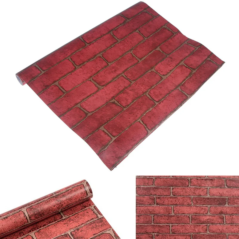 

1 Roll Vintage Plastic PVC Self-adhesive Wallpapers Europe Style Brick Pattern Wall Stickers Household Bedding Room Decorations