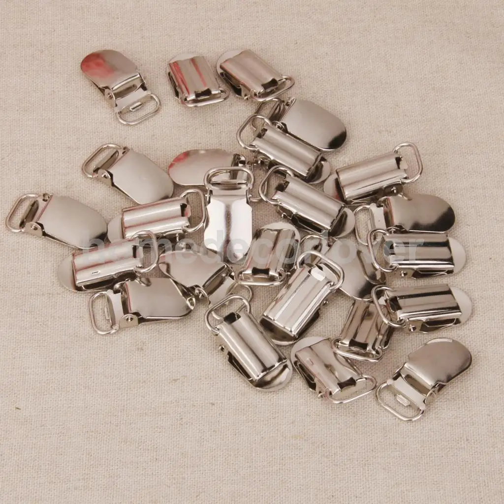 20 шт. Плетеный крючок пустышка подтяжки зажимы Серебро 10 мм|suspender clips|pacifier suspender