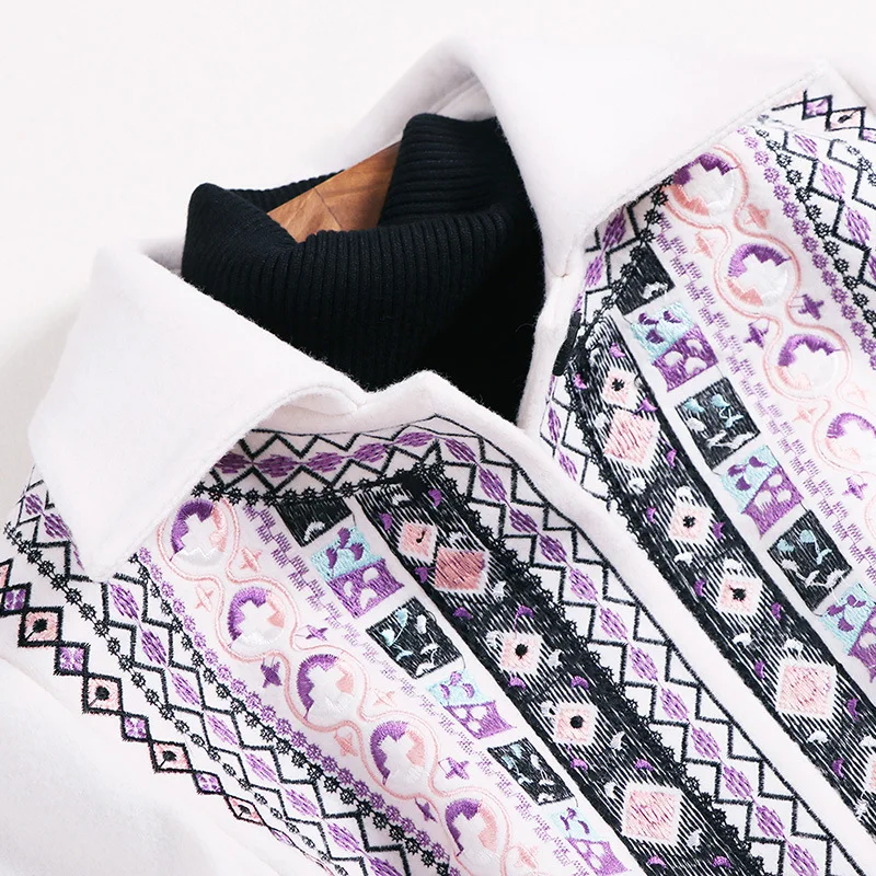 2017 зимнее модное женское длинное пальто с вышивкой высококачественное длинным