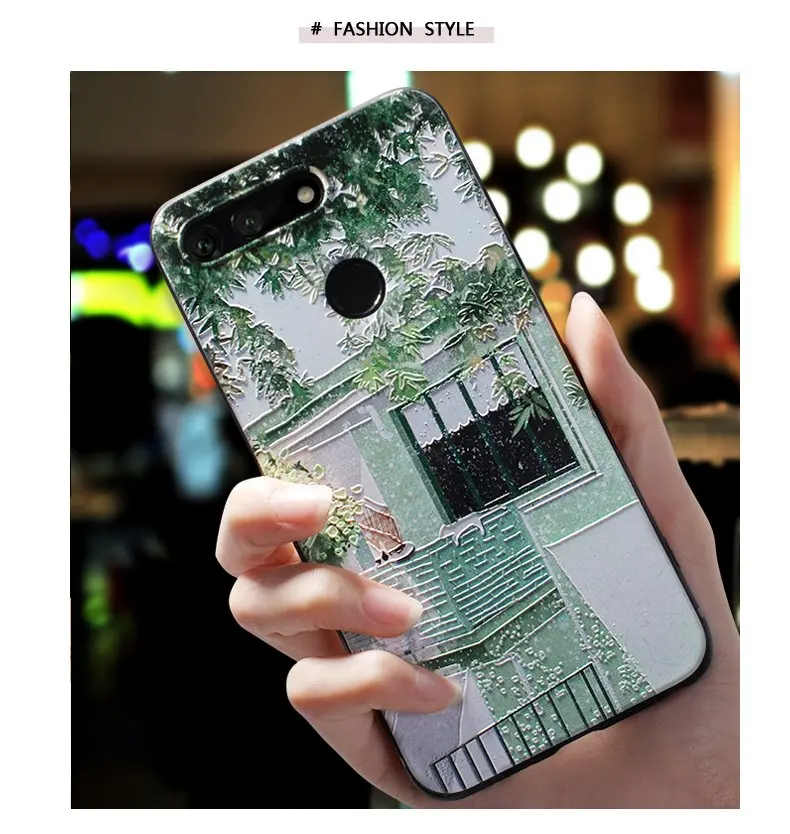 Чехол с тиснением Honor20 Green Street leaf cat для huawei HONOR 20 PRO, V20, 20i, Honor 10, V10, 10 lite, 8x чехол