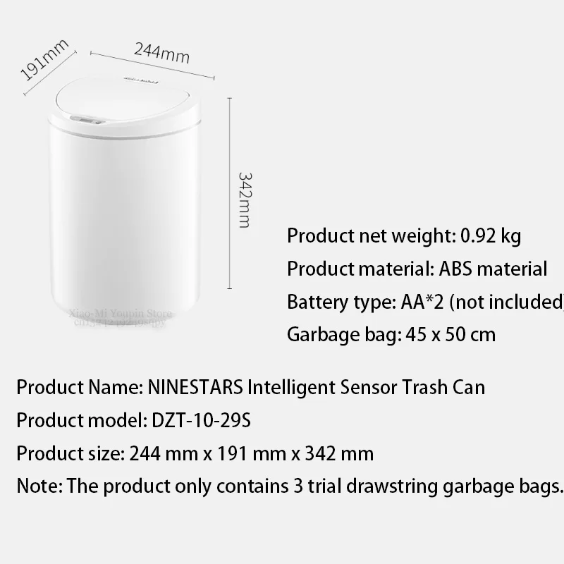Xiaomi Mijia NINESTARS умный мусорный бак Интеллектуальный индукционный автоматический датчик движения мусорное ведро 10л большой емкости